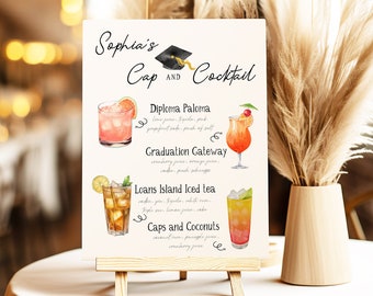 Graduation Signature Drink Template, Graduation Party Cocktail Sign, Editable Grad Party Drink Sign, Printable Grad Bar, Grad Party Decor