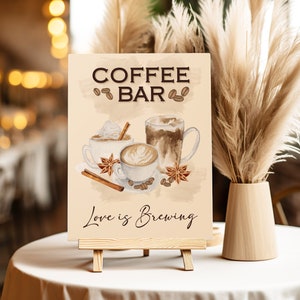 Love is Brewing Coffee Bar Sign Download instantâneo, letreiro de café imprimível, letreiro imprimível de bar de café, bar de café para casamento, bar de café com chuveiro