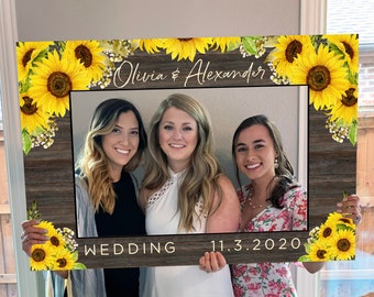 Editable Frame Photo Booth Frame Templett C32 Printable Sunflower Photo Frame Prop Instant Download Sunflower Bridal Shower Photo Prop