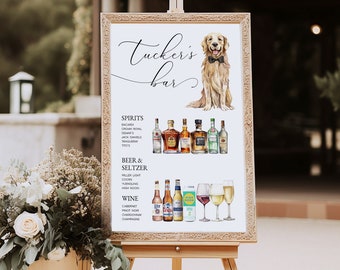 Wedding Bar Menu with Pet, Signature Pet Drink Sign Template, Pet Signature Cocktail Sign Dog, Dog Wedding Bar Menu Sign, Cocktail Sign Pet