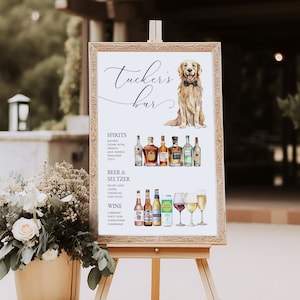 Hochzeit Bar Menü mit Haustier, Signature Pet Drink Schild Vorlage, Haustier Signatur Cocktail Schild Hund, Hund Hochzeit Bar Menü Schild, Cocktail Schild Haustier