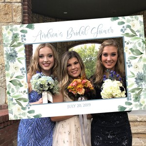 Succulent Bridal Shower Photo Prop Frame: DIY Blue Floral Backdrop (Digital Download)