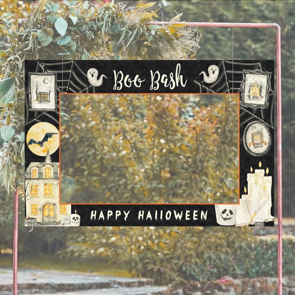 Halloween Photo Prop Frame Printable Template, Halloween Party Decor, Fall Pumpkin Backdrop, Autumn Photo Prop, DIY Halloween Frame