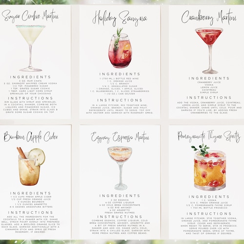 Cocktail Recipe Cards Template Editable Drink Recipe Card Etsy Cocktail Recipe Cards Template Editable Drink Recipe Card Etsy