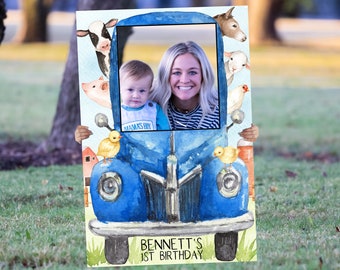 Blue Truck Farm Animal Photo Prop Frame: Birthday Party Decor (DIY)