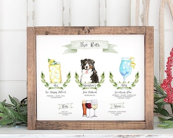 Design Your Own! 650 Drink Images & Garnishes + 71 Dogs Included + Cats, Signature Cocktail Sign Template, Signature Drink Sign with Pet