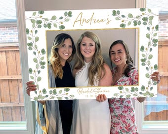 Greenery Bridal Shower Photo Booth Frame: Succulent Eucalyptus (Printable Template)