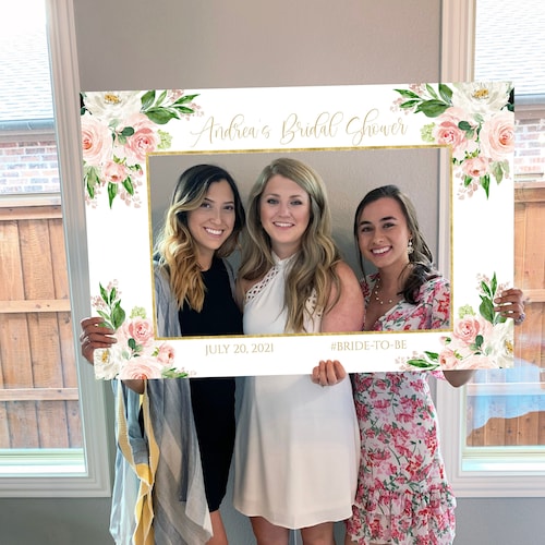 Blush Pink Floral Photo Booth Frame: Bridal Shower, Wedding, Baby