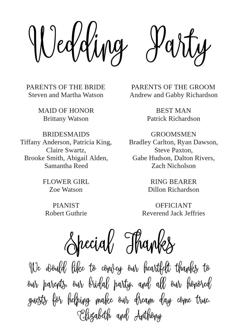 Wedding Program Template Printable / Editable 5x7 Calligraphy Script DIY Print on Kraft Paper or Light Card Stock / Rustic Wedding image 7