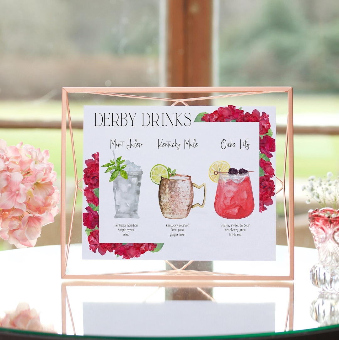 Kentucky Derby Drink Sign Template, Editable Derby Day Party Drink Menu ...