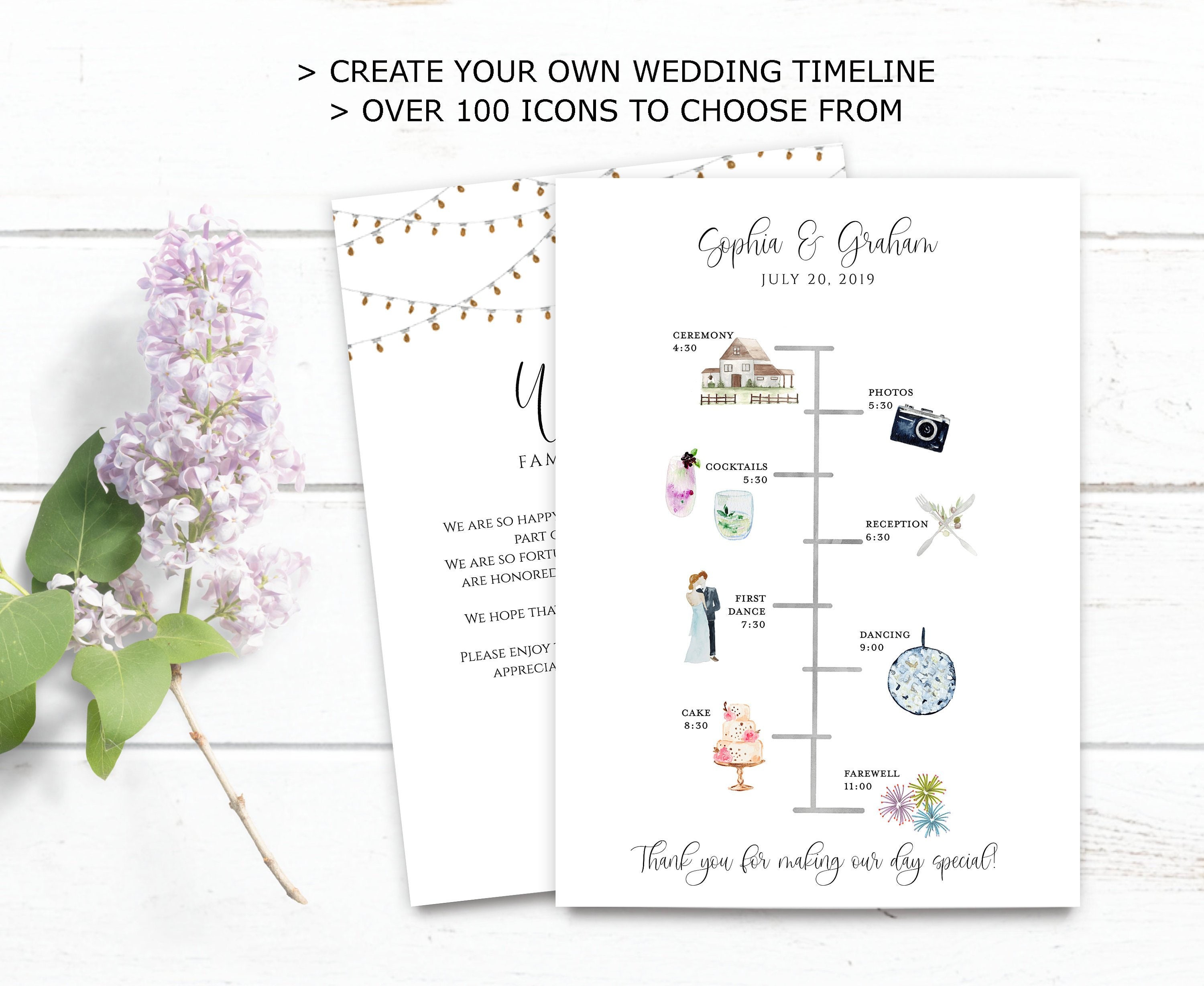 Wedding Timeline Printable, Editable Timeline, Rustic Wedding Welcome, Order of Events, Wedding Day Timeline, DIY Wedding Itinerary Template