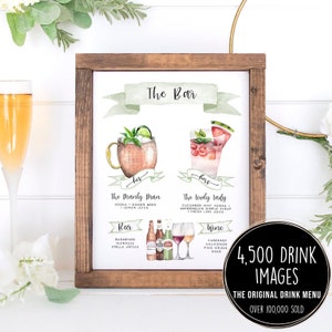 Design Your Own! 4,000+ Drink Images, Garnishes Included, Signature Cocktail Sign Template, Signature Drink Menu Printable, Wedding Bar Sign