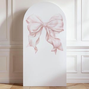 Pink Bow Arch Backdrop PRINTED, Coquette Pink Bow Foamboard Arch, Shower, Birthday Pink Bow for Balloon Arch, She&#39;s Tying the Knot Arch Prop