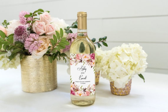 Wine Label Printable, Wine Label Wedding Template, Marsala Wine Label, Blush Pink Floral Wine Label Printable, Printable Burgundy Wine Label Il_570xn