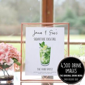 Signature Drink Template, Modern Editable Drink Menu, Minimalist Printable Bar Menu, Signature Drinks Sign, 4,000+ Drink Images, Greenery