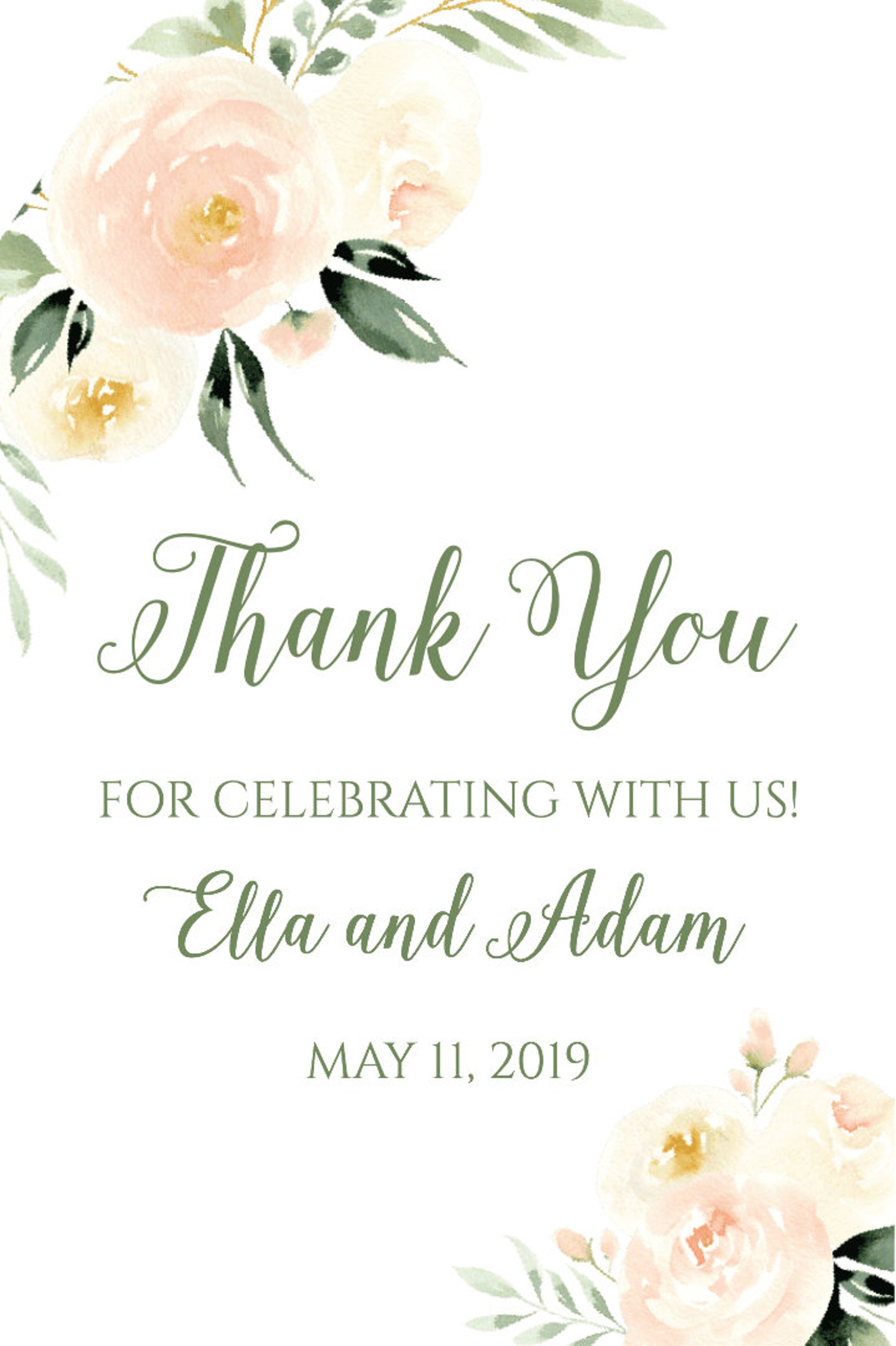 Thank You Tag Printable Template Wedding Favor Gift Tag - Etsy