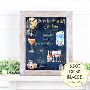 Halloween Bar Menu Printable: Signature Cocktails Template (Digital Download)