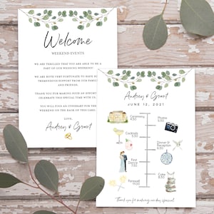 Wedding Timeline Greenery, Editable Timeline, Printable Wedding Schedule, Order of Events, Wedding Day Timeline, Printable Wedding Itinerary