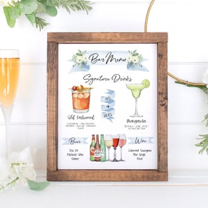 Design Your Own! 4,000+ Drink Images, Garnishes Included, Wedding Bar Menu Template, Signature Cocktail Sign, Signature Drink Menu Printable