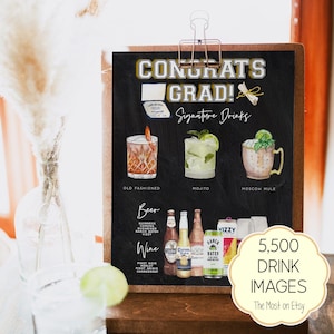 Bar Menu Template, Graduation Editable Drink Menu Template, Minimalist Printable Bar Menu, Modern Drinks Sign, Graduation Party, Chalkboard