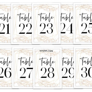 Geometric Gold Table Numbers Template, Geometric Table Numbers ...