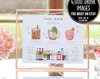 Bar Menu Template, Modern Editable Drink Menu, Minimalist Printable Bar Menu, Signature Drinks Sign, 4,000+ Drink Images, The Original Bar