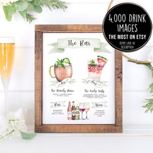 Design Your Own! 4,000+ Drink Images, Garnishes Included, Signature Cocktail Sign Template, Signature Drink Menu Printable, Wedding Bar Sign