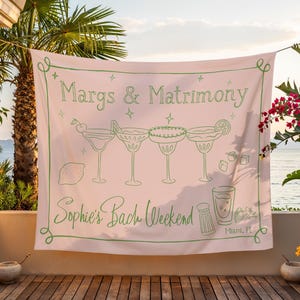 Margs and Matrimony Bachelorette Party Banner, Margarita Theme Weekend Party Decor, Personalized Bachelorette Party Welcome Sign, Beach Bach