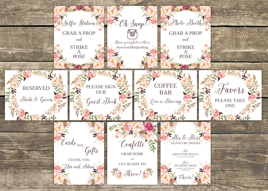Wedding Signs Wedding Signage Wedding Signs Printable | Etsy