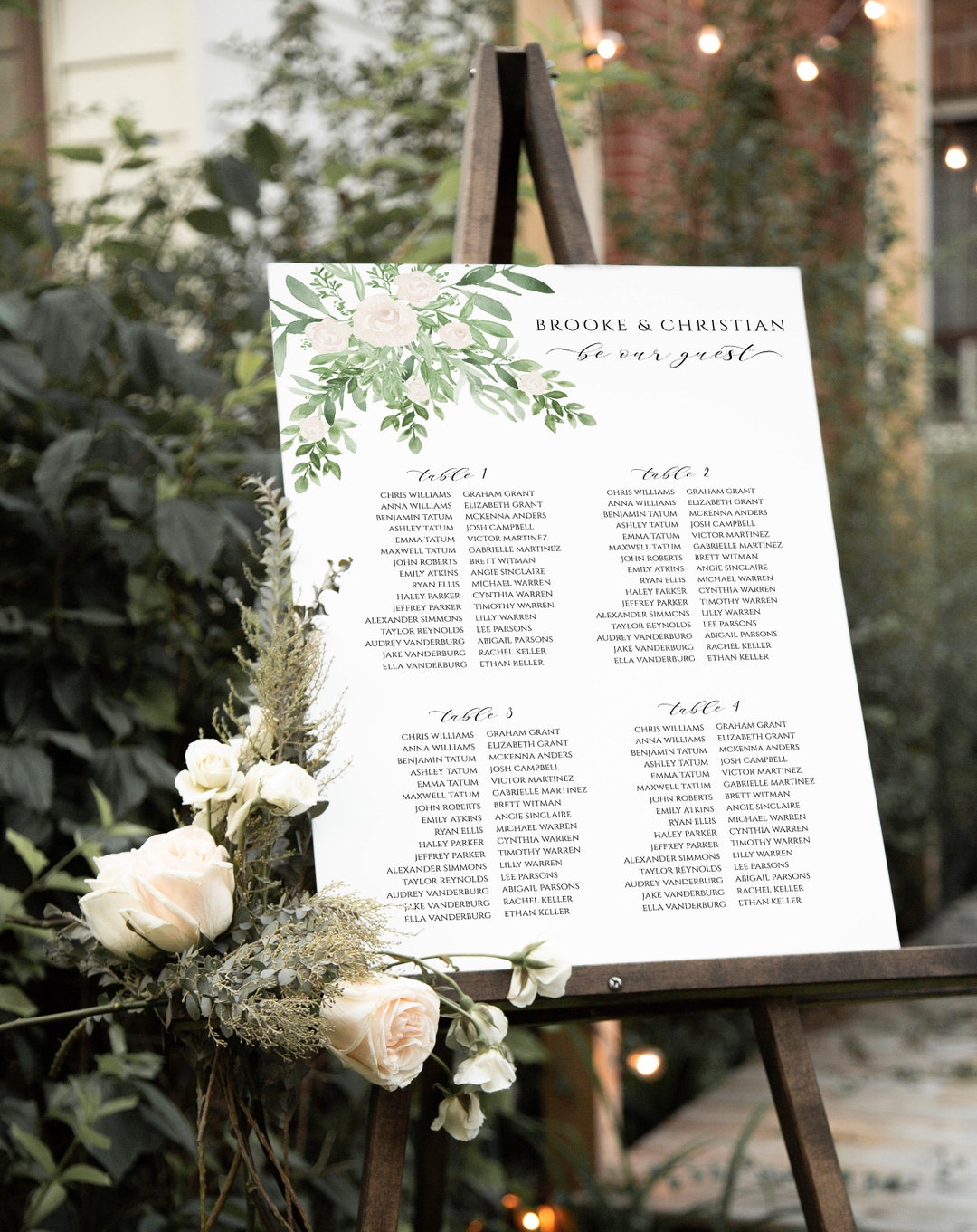 Printable Seating Chart Long Table Vertical Greenery Banquet Seating Printable Seating Chart Long Table Vertical Greenery Banquet Seating