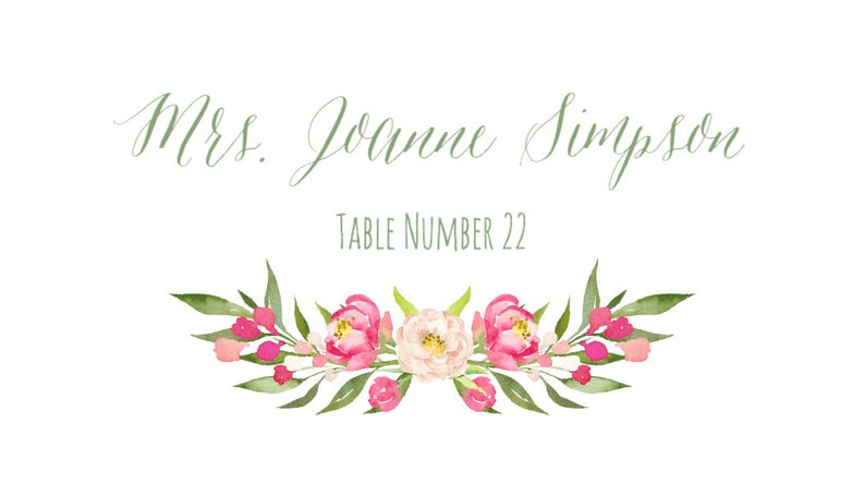 Place Cards Template, Place Card Printable, Coral, Blush Pink Peony Place Card Template, Tented and Flat Place Cards, Two Styles, Food Label image 2