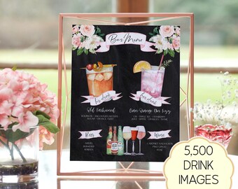 Signature Cocktail Schild Vorlage: Tafel Bar Menü (Instant Download)