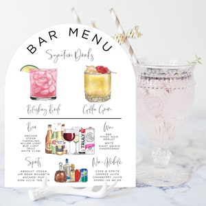 Arch Wedding Bar Menu Template, Modern Editable Drink Menu, Minimalist Printable Bar Menu, Arch Signature Drinks Sign, 4,000+ Drink Images