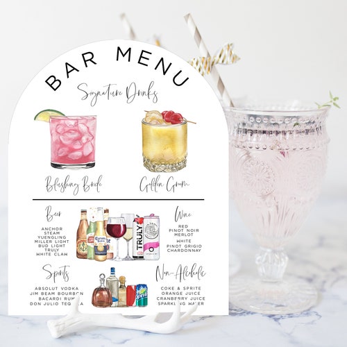 Frosted Acrylic Arch Bar Menu Signature Drink Sign Custom - Etsy