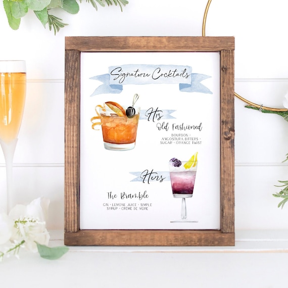 Design Your Own! 150 Drink Images + Garnishes Included, Signature Cocktail Sign Template, Signature Drink Menu Printable, Wedding Bar Sign Il_570xn