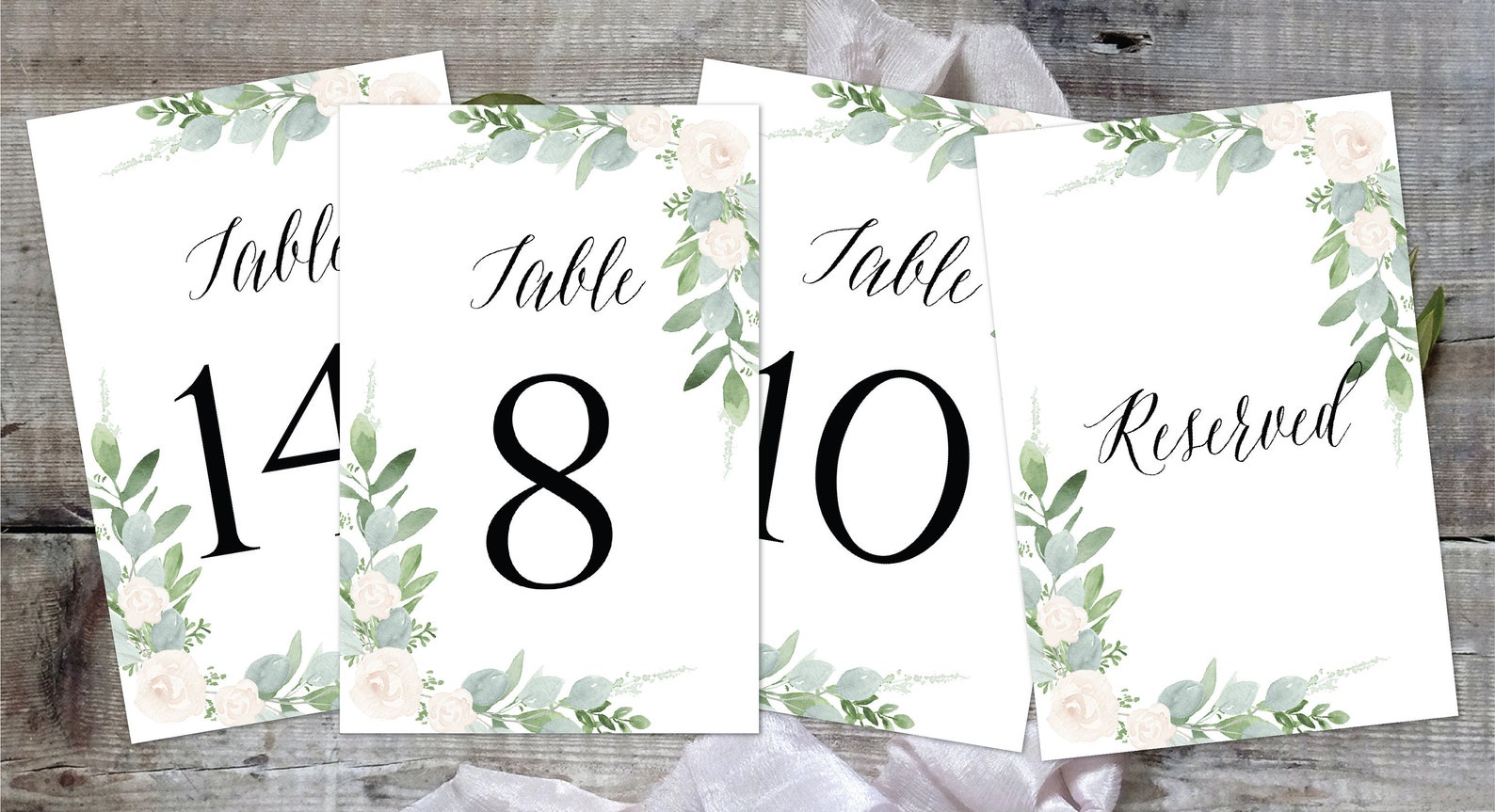 Greenery Table Numbers Template Wedding Table Numbers Etsy