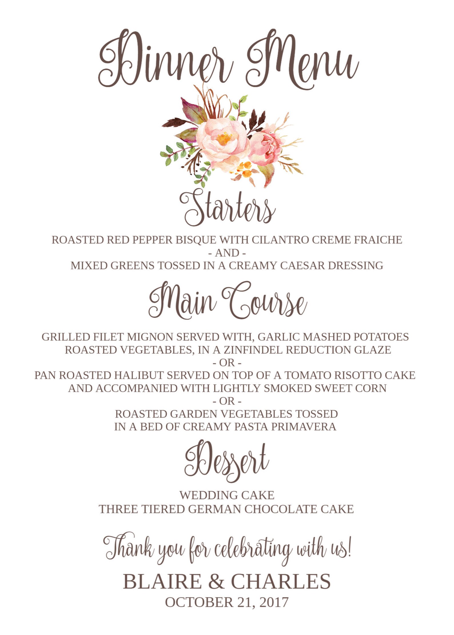Wedding Menu Template Printable / Editable 5x7 | Etsy