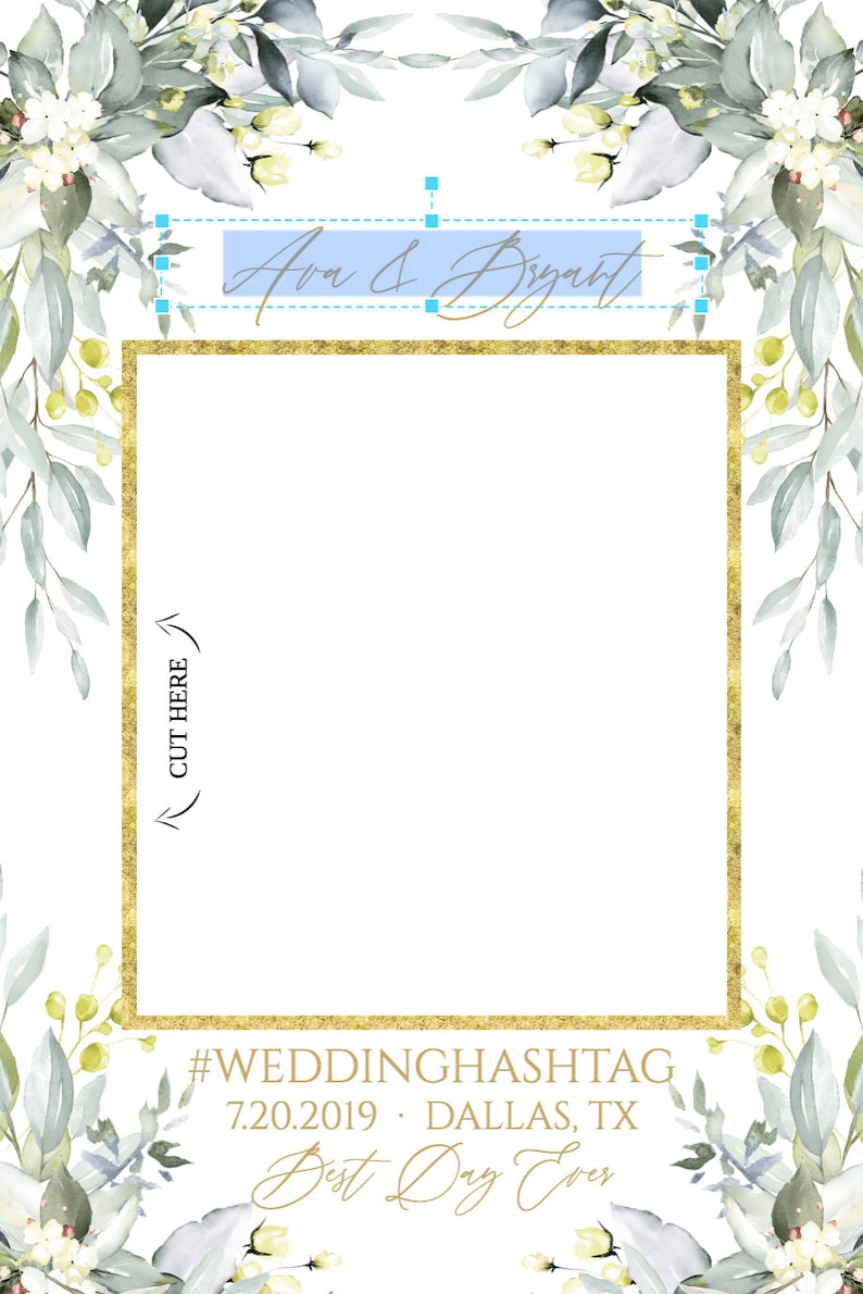 PhProp8 Greenery Photo Frame Template DIGITAL ITEM Floral Gerber Eucalyptus Bridal Shower Photo Prop