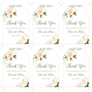 Thank You Tag Printable Template, Wedding Favor Gift Tag, Editable DIY ...