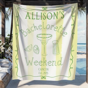 Margarita Bachelorette Party Banner, Margs & Matrimony Theme Weekend Party Decor, Personalized Fiesta Party Welcome Sign, Cancun Beach Bach