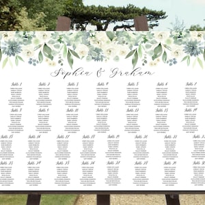 Dusty Blue Seating Chart Template, Printable Greenery Seating Chart, Seating Chart Floral Template, Succulent Seating Plan Wedding, MP102