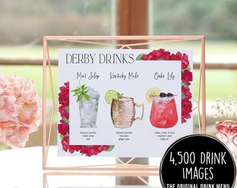 Kentucky Derby Drink Sign Template, Editable Derby Day Party Drink Menu, Mint Julep, Kentucky Mule, Oaks Lily Cocktails Sign, 4,500+ Images