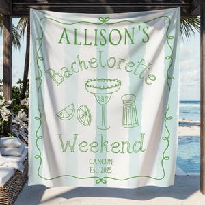 Margarita Bachelorette Party Banner, Margs & Matrimony Theme Weekend Party Decor, Personalized Fiesta Party Welcome Sign, Cancun Beach Bach