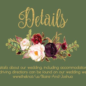 Wedding Invitation Template Printable / Editable DIY Floral Watercolor Wedding Green / Gold / Burgundy / Marsala / Wine / Blush Rustic image 6