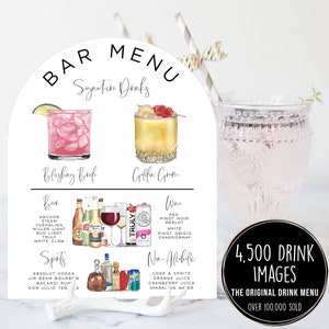 Arch Wedding Bar Menu Template, Modern Editable Drink Menu, Minimalist Printable Bar Menu, Arch Signature Drinks Sign, 4,000+ Drink Images