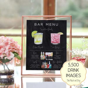 Sjabloon modern barmenu: bewerkbaar kenmerkend drankjebord (digitale download)