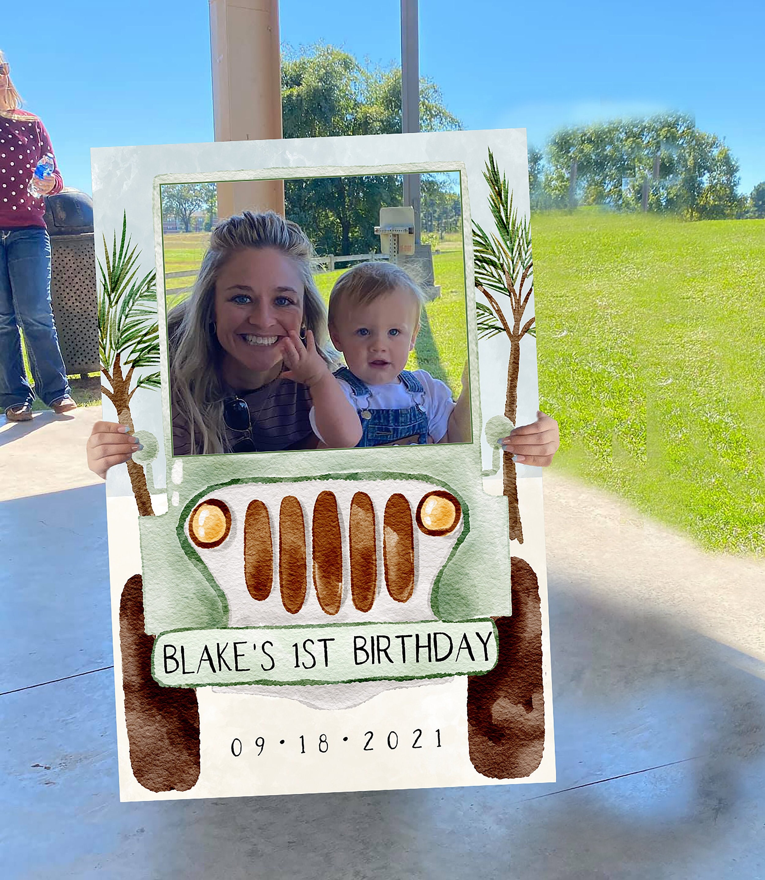 Safari Truck Photo Prop Frame PRINTED Ready to Use Child Birthday Party Photo Prop Jungle Theme Photo Prop Frame Safari Theme