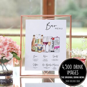 Bar Menu Template, Modern Editable Drink Menu, Minimalist Printable Bar Menu, Signature Drinks Sign, 4,000 Drink Images, The Original Bar image 1