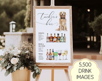 Pet Signature Drink Sign: Wedding Bar Menu Template (Digital Download)
