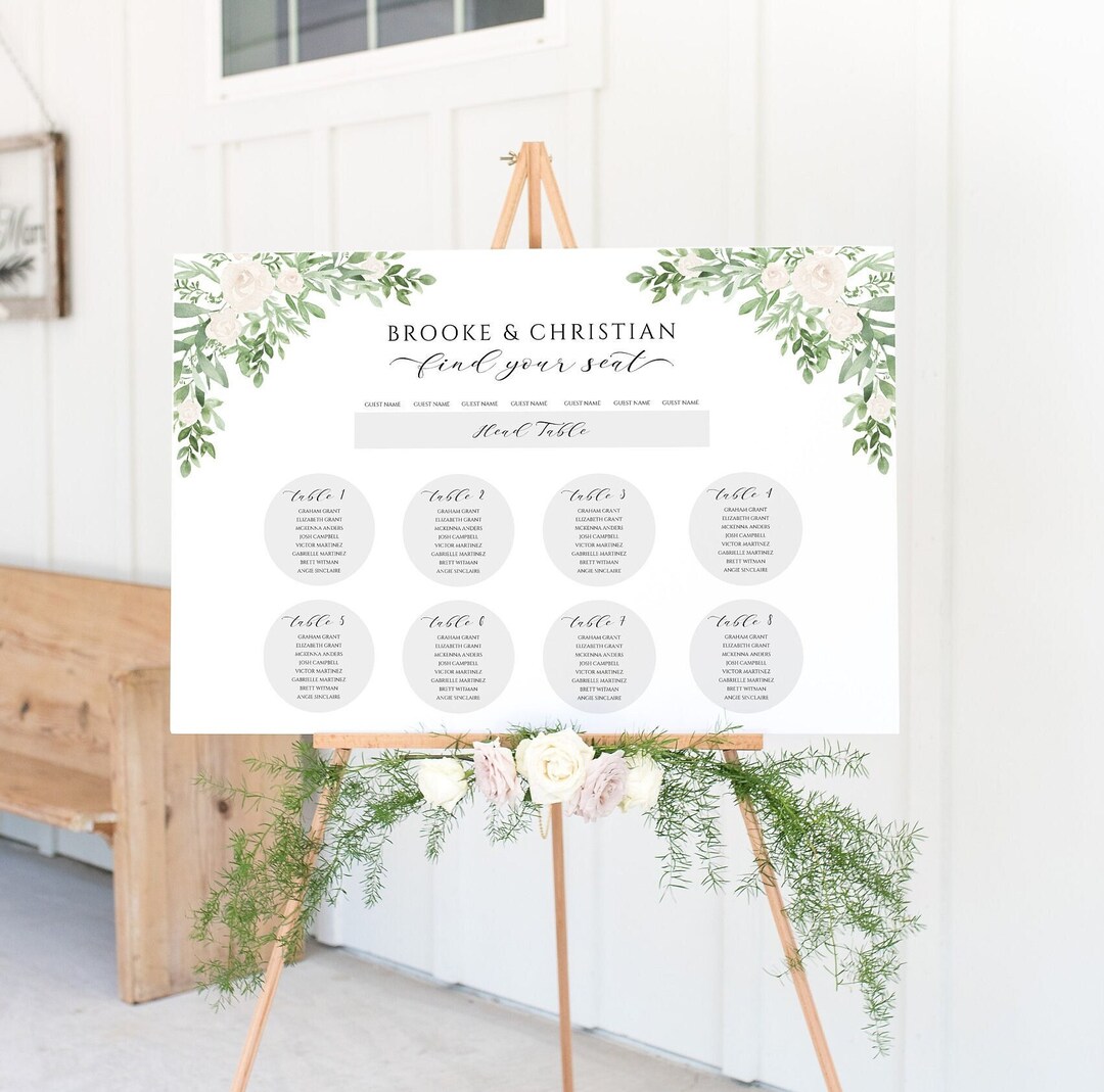 Banquet Seating Chart Template, Wedding Round Table Seating Plan